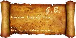 Gerner Boglárka névjegykártya